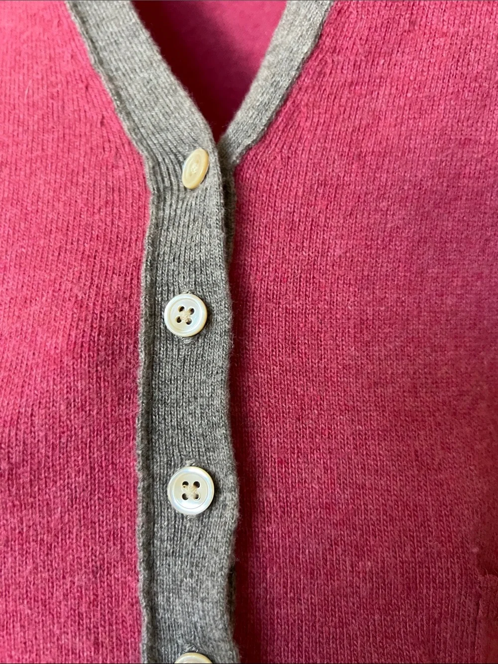 Banana Republic Cashmere Wool Bl Cardigan Sweater Varsity Style Pink Grey SP